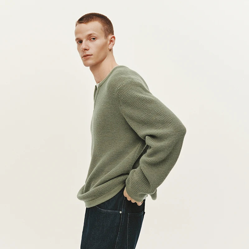 Semir Men Sweater Knit Texture Layered Look Color Block V Neck Layering Essential 2026 Winter Everyday Style Soft Touch