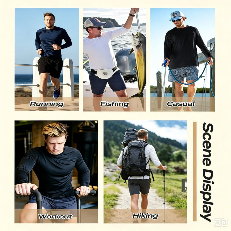 Men's UPF 50+ UV Protection Rash Guard Long Sleeve Shirt, Quick Dry Lightweight for Fishing Running Outdoor Sports