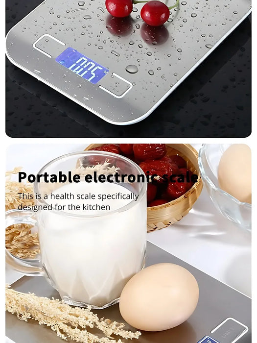 5/10KG Kitchen Scale Stainless Steel Portable Food Scale LCD Electronic Scales Jewelry Baking Weight Digital Scale 0.1g