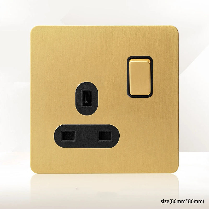 Gold Wall Light Toggle Switch Vintage Brass Lever Stainless Steel Panel,EU FR Universal USB C Socket 1-4 Gang 2Way Switch TV