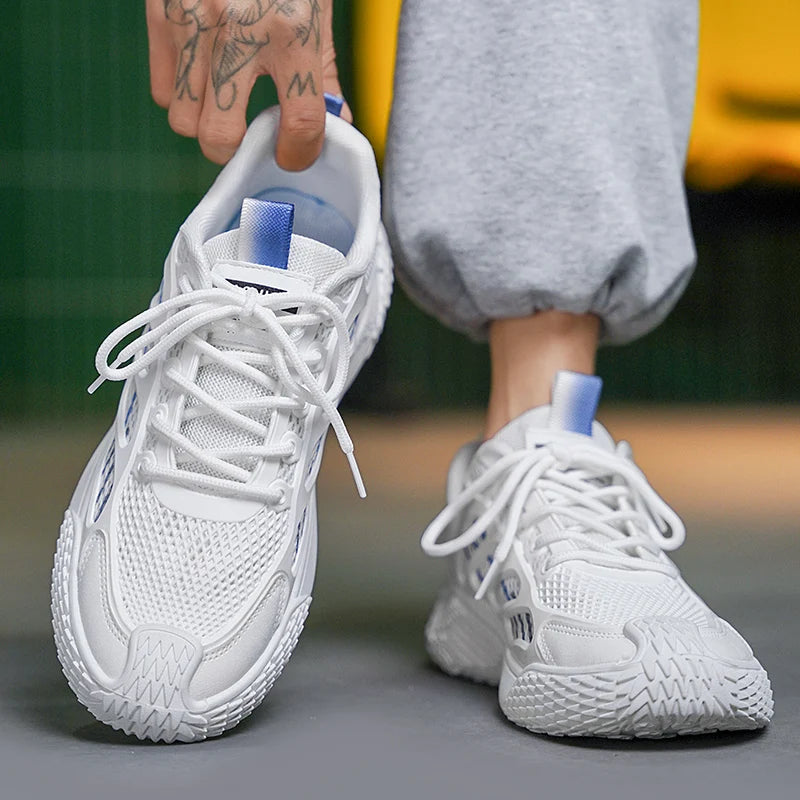 Men's mesh casual sneakers four seasons soft-sole anti-slip outdoor running shoes fashion students breathable speed sports shoes