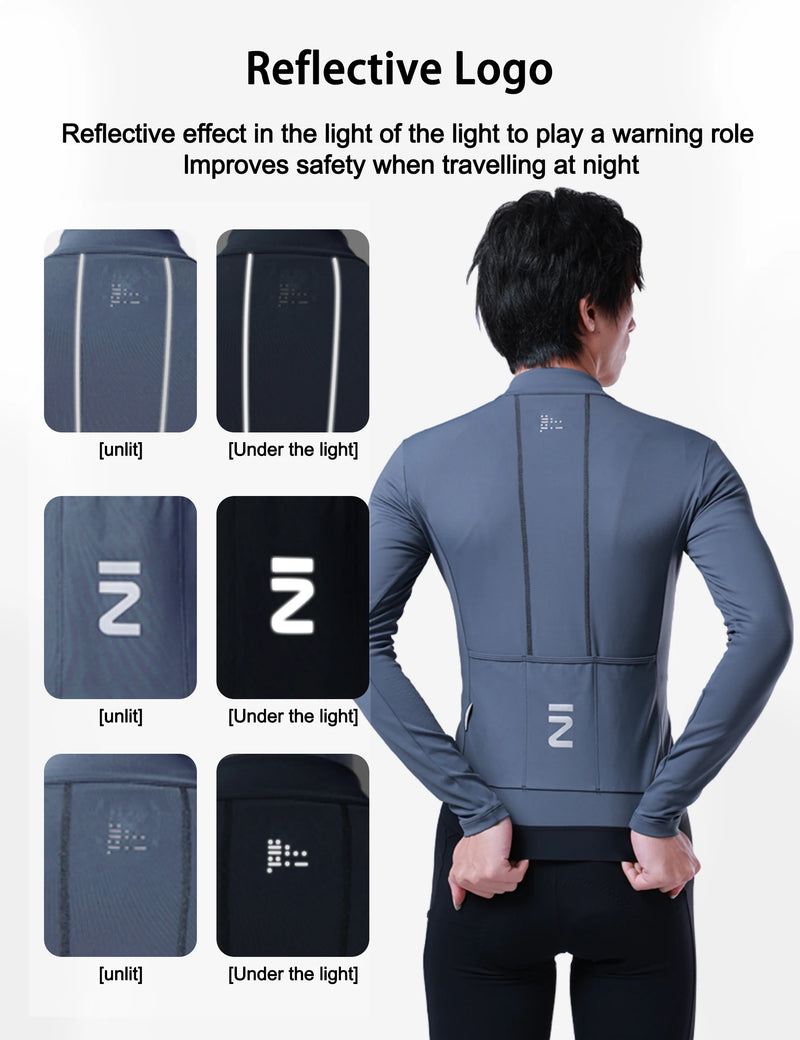 INBIKE Winter Thermal Cycling Jersey Set Men's Breathable Long Sleeve Bike Shirt Bib Pants Mountain Bike Clothing for Men Riding