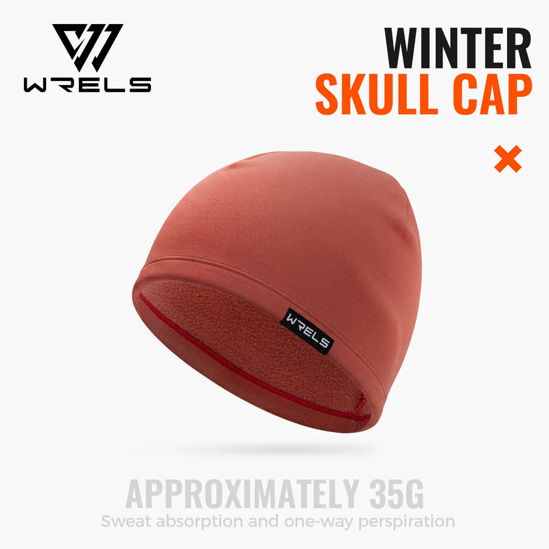WRELS Skiing Cap Warm Anti Cold Skull Cap Sweat Wicking Fleece Windproof Helmet Liner Ear Flap Running Men Women Winter Beanie