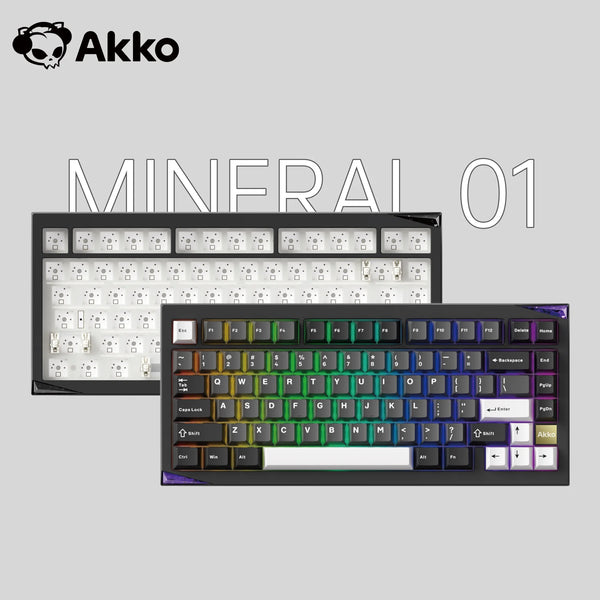 Akko Mineral 01 Mechanical Keyboard / Barebone Kit Aluminum 75% 81 Keys VIA RGB Hot Swap Tri-mode Wireless Custom Keyboard/Kit