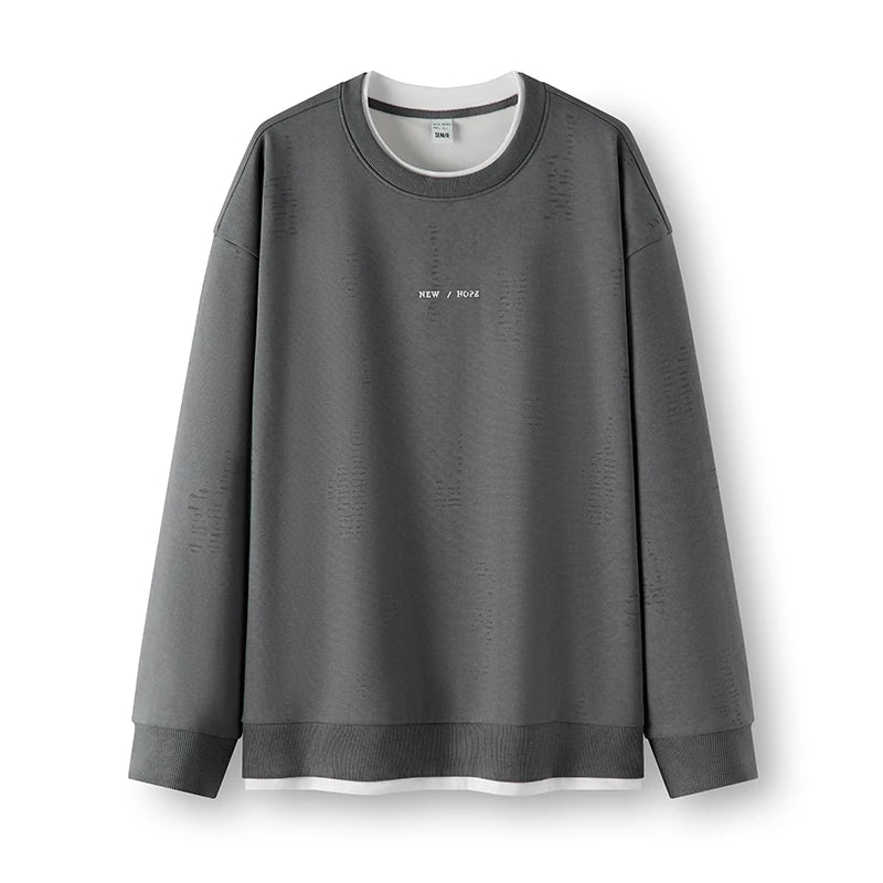 Semir Men Fleece Sweatshirt Modern Style Layered Look Loose Fit Crew Neck Fleece Lined Graphic Print 2026 New Winter Daily Wear
