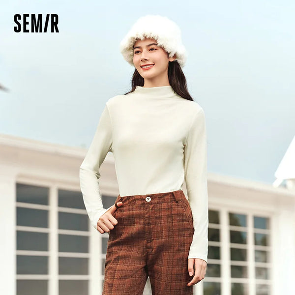 អាវយឺត Semir សម្រាប់នារី ដៃវែង ប្រឆាំងបាក់តេរី ពាក់កណ្ដាលក ស្ដើង រាងមូល ឆ្នាំ២០២៦ អាវទ្រនាប់ សម្រាប់ប្រើប្រចាំថ្ងៃ