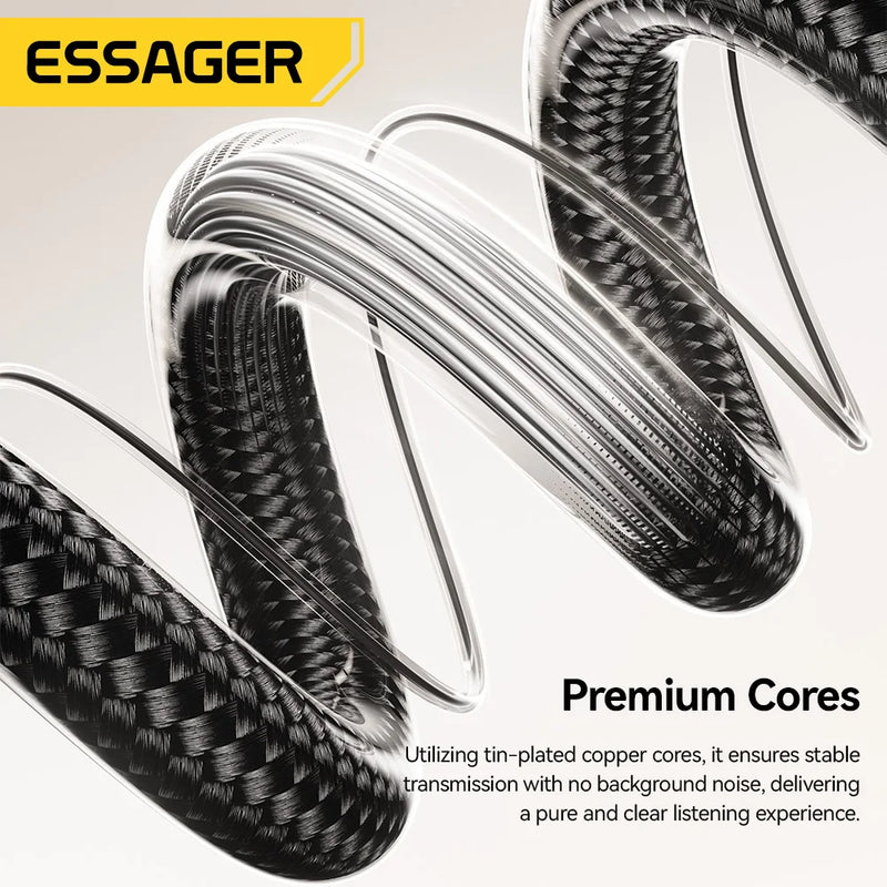 Essager Aux Guitar Cable 6.5mm Male-to-Male Audio Cable Jack 6.35mm Aux Cable for Guitar Mixer Amplifier Speaker Bass Keyboard