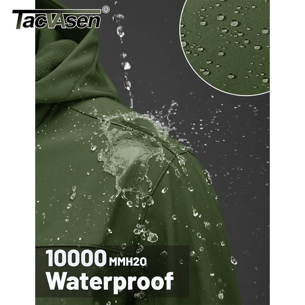 TACVASEN Men's Fleece Softshell Jacket with Hood Waterproof Coat Winter Windbreaker Lightweight Work Rain Jackets Outdoor Hiking