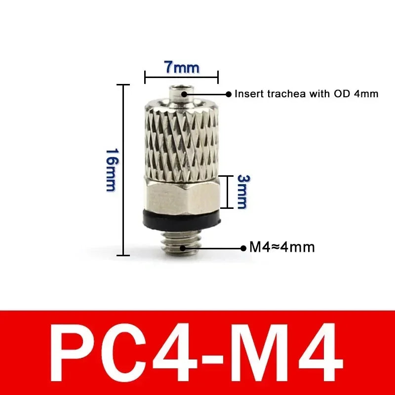 Male Thread M3 M4 M5 M6 -Air Tube 3mm 4mm 6mm OD Mini Pneumatic Pipe Connector Screw Through Quick Fitting Fast Twist Joint