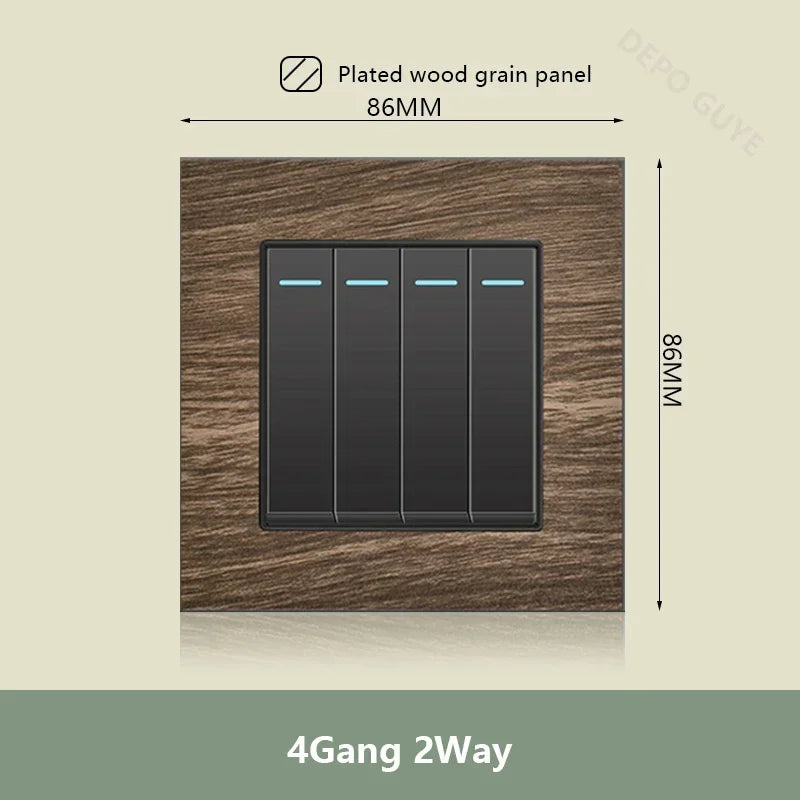 UK 18W Type-C Quick charge Dual Power Outlet,Universal Retro Wood Grain Electrical USB Socket,220V Electrical  Wall Light Switch