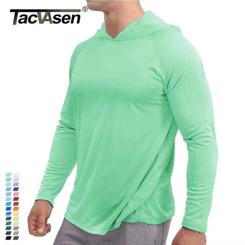 TACVASEN UPF 50+ Sun Protection T-Shirts Mens Long Sleeve Hoodie Casual Quick Dry T-Shirts Outdoor Hike Sports Run Pullover Tops