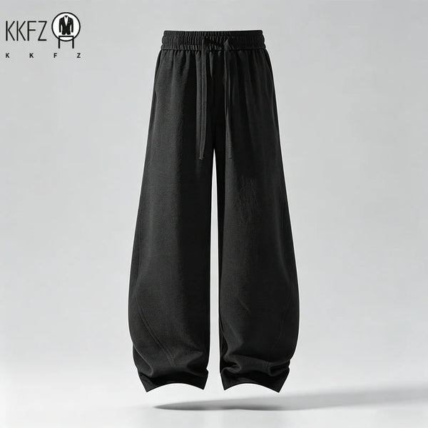 Male Baggy Linen Blend Trousers Adjustable Waist Drawstring Soft Breathable Fabric For Daily Outdoor Street Outfit