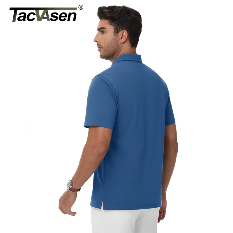 TACVASEN Polo Shirts Men's Short Sleeve Soft Cotton Pique T-Shirts 3 Buttons Classic Fit Casual Performance Golf Shirts Cooling