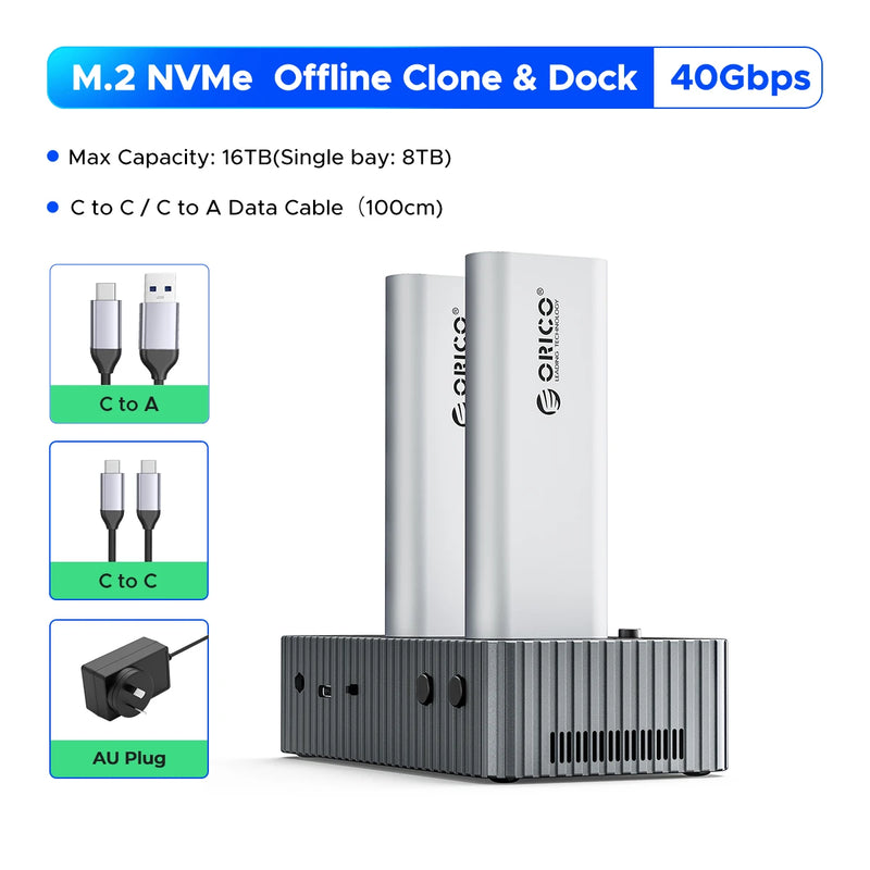 ORICO USB4 Internal SSD Duplicator Docking Station 40Gbps M.2 NVMe SSD Clone Docking Station 2/4 Bay Offline Clone SSD Enclosure