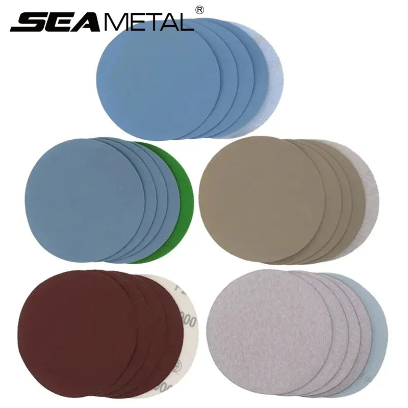 SEAMETAL 15PCS 125mm Inches Grit 1000 2000 3000 4000 5000 Sanding Discs Hook Loop Sandpaper Round Disk for Car Accessories