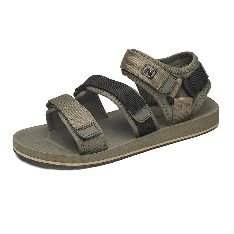 Mens Gladiator Sandals Adjustable Open Shoes Rome Style Summer Casual Flat Sandal Breathable Hook&Loop Plus Big Size 50 51 52
