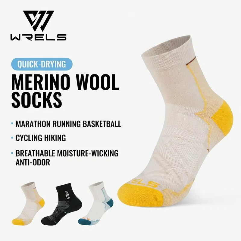 WRELS 1/2/3 Pairs Merino Wool Socks Cushioned Trekking Crew Socks Moisture Wicking Seamless Outdoors Hiking Thermal  Socks