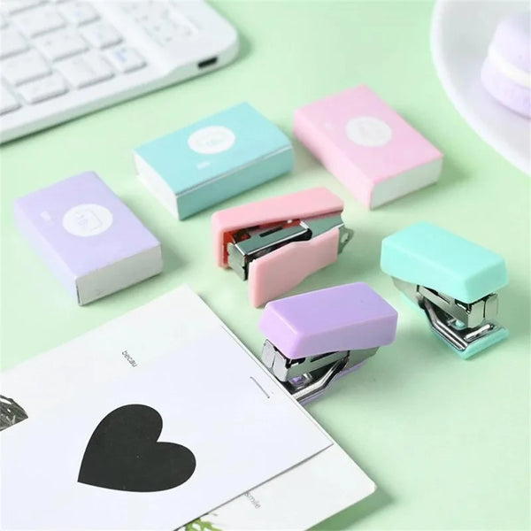 1PC Mini Stapler for Paper File Metal Stapler Set with 500pcs 10# Staples Cute Stationerys Kits School Office Binding Supplies