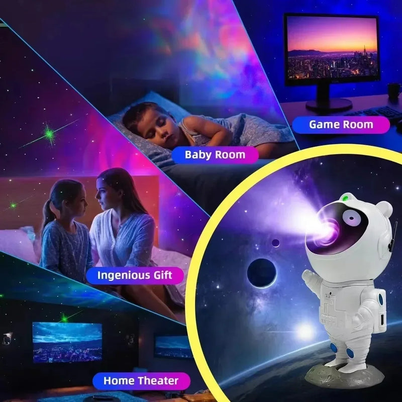 LED Astronaut Starry Projector Light Music Playback USB Plug-in Bluetooth Speaker Projector Lamp for Bedroom Holiday Decorations