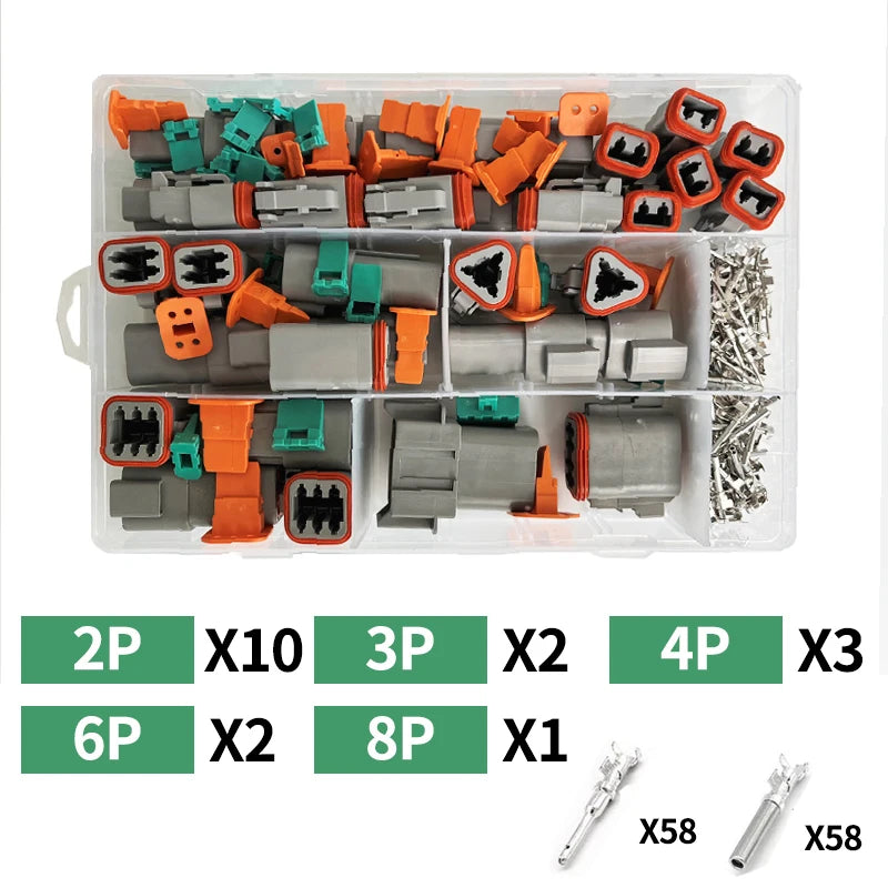 250pcs Deutsch DT series Waterproof Wire Connector Kit DT06-2/3/4/6S DT04-2/3/4/6P Automotive Sealed Plug with pins box