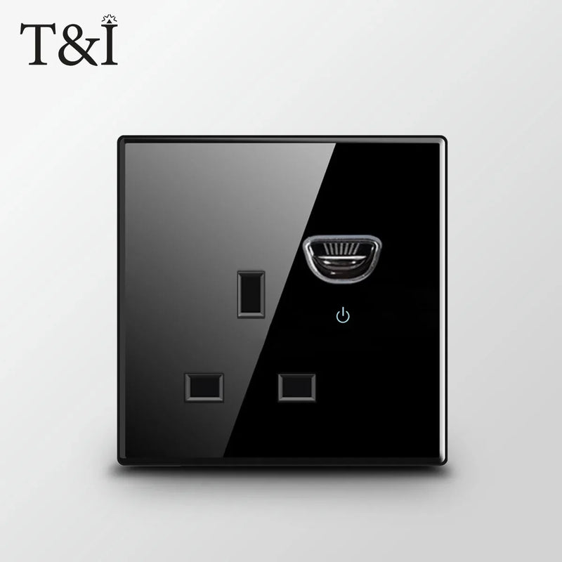 UK Crystal Tempered Glass Switch Panel LED Indicator 1/2/3/4 Gang/ 1/2 Way Self-reset  Button Light