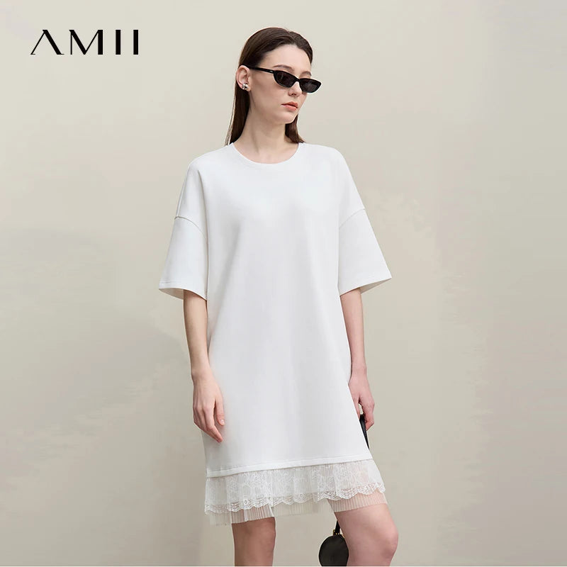 រ៉ូបនារី Amii ឆ្នាំ២០២៦ រដូវក្ដៅថ្មី ក អូ ទម្លាក់ស្មា កប្បាស មីឌី រ៉ូបធម្មតា រលុង តុបតែងដោយចរ សម្រាប់នារី 12622132