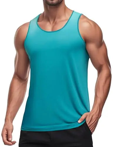 TACVASEN Men's Summer UPF 80+ Quick Dry Muscle Tank Tops Colorful Workout Stretchy Sleeveless Shirts Gym Athletic Swim Tee Tops