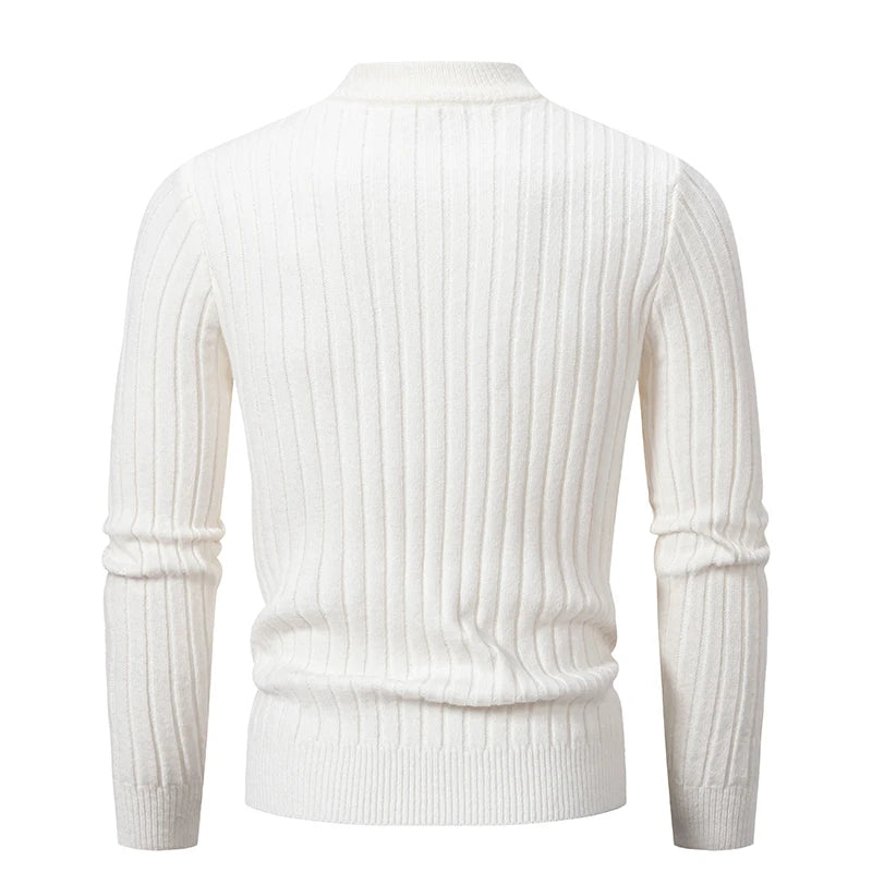 Men Red Neutral Computer Knit Sweaters, Winter Blue Half-high Neck Pullover Sweater, Beige, Black, and Khaki Colors Available.