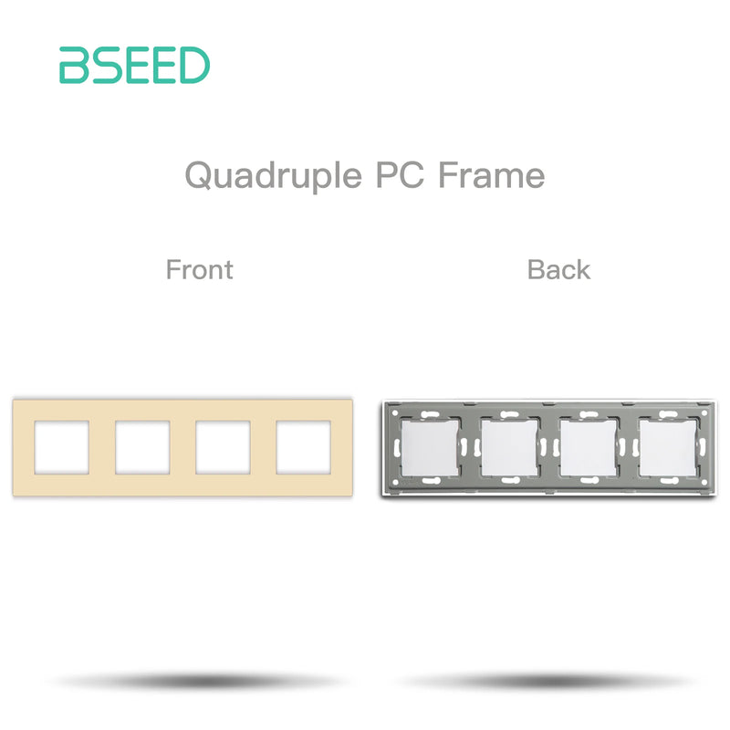 BSEED EU Standard Plastic Panel Wall Socket Frame PC Frame With Metal Plate 86/157/228/299mm White Black Golden Gray