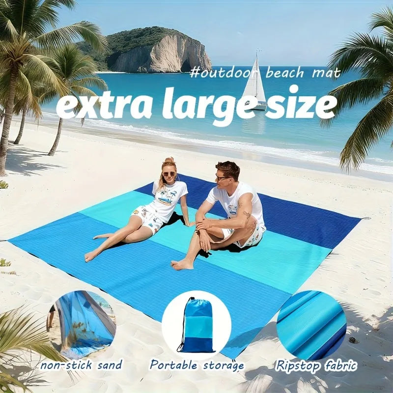 1pc Outdoor beach picnic mat with moisture-proof portable storage bag,ideal choice for beach travel and camping. 4-7 people.