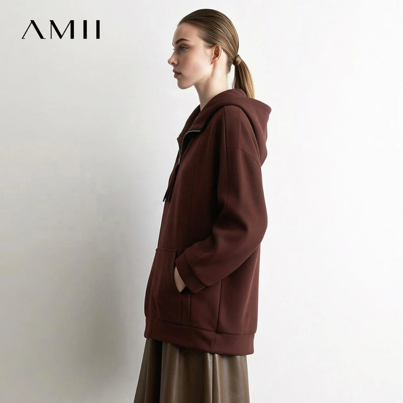 Amii Women's Oversized Hoodie Mid-Length Batwing Sleeve Casual Commuter Pullover Autumn Sweatshirt 2026 Female Clothing 12643024