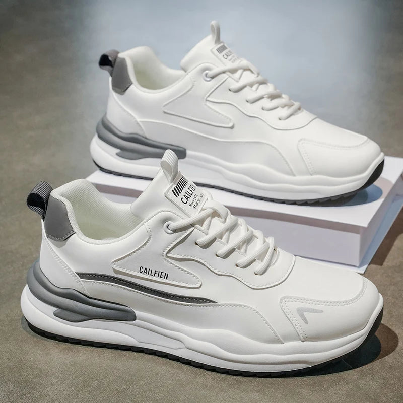 Mens Running Shoes 2025 Autumn New High-end White Thick Soled Sneakers Breathe Cushioning Outdoor Street Casual Sneakers for Men