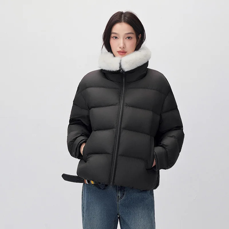 Semir Women Down Jacket Plush Collar 90 Percent Down Fill Water Repellent Minimal Design Minimal Style Puffer 2026 New