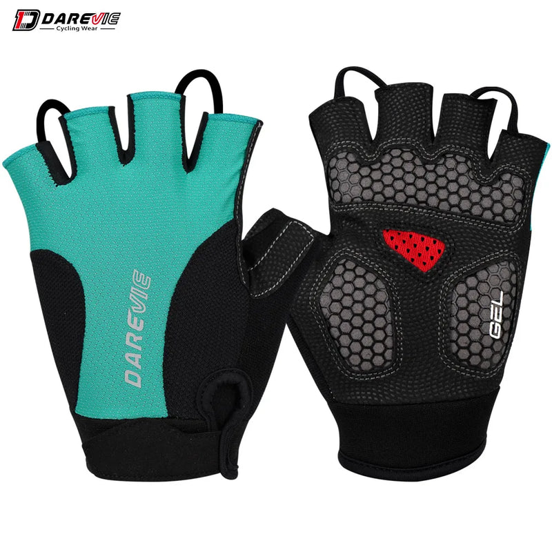 ស្រោមដៃជិះកង់ DAREVIE MTB មានស្រទាប់ជែលការពារការប៉ះទង្គិច ស្រោមដៃពាក់កណ្ដាលម្រាមដៃ អាចដកដង្ហើមបាន ស្រោមដៃជិះកង់ពាក់កណ្ដាលម្រាមដៃ ជូតញើសបានលឿន