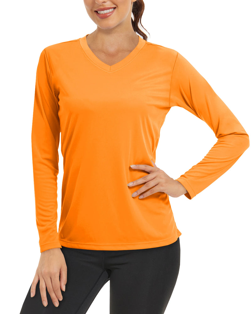 TACVASEN Summer Sun Protection Shirts UPF 50+ Womens Long Sleeve V Neck Shirts Lightweight Quick Dry Tee Shirts Outdoor Pullover