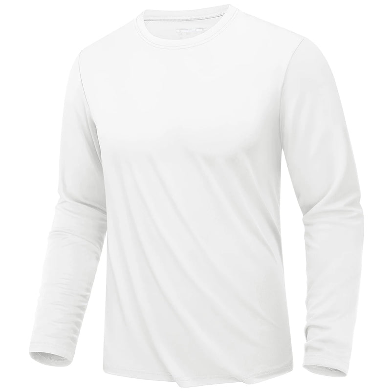 TACVASEN UPF 80+ UV Protection T-Shirts Men's Long Sleeve O-Neck Solid Tee Spring Summer Quick Dry Hiking Outdoors Pullover Tops