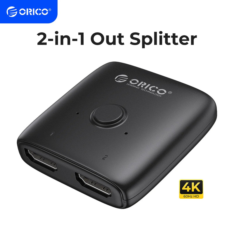 ORICO HDMI-compatible Splitter 4K*2K 60HZ KVM Switcher Bi-Direction 1x2/2x1 Adapter Audio Converter For PS5 Nintendo Switch BOX