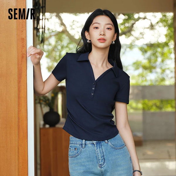 អាវប៉ូឡូស្ត្រី Semir ប្រវែងខ្លី រាងស្លីម សមល្មម មានអារម្មណ៍ត្រជាក់ រដូវក្តៅឆ្នាំ ២០២៦ ម៉ូដទាន់សម័យ ងាយស្រួលប្រើ