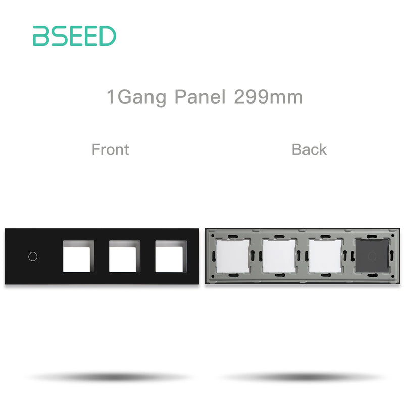 BSEED M1 Series EU Standard Wall Glass Panel Quadruple 1/2/3Gang Plus Frame Touch Switch Crystal Panel With Metal Frame DIY Part