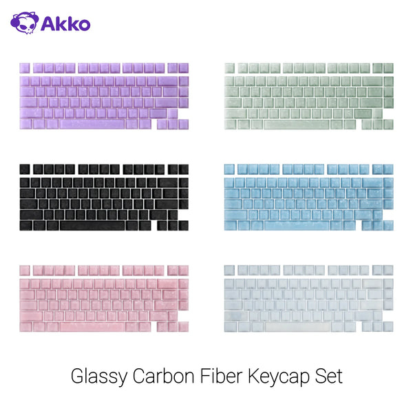 Akko Glassy Carbon Fiber Keycap Set Double-Shot Cherry Profile Side-Printed Keycaps for 61/75/87/Full Size Mechanical Keyboard