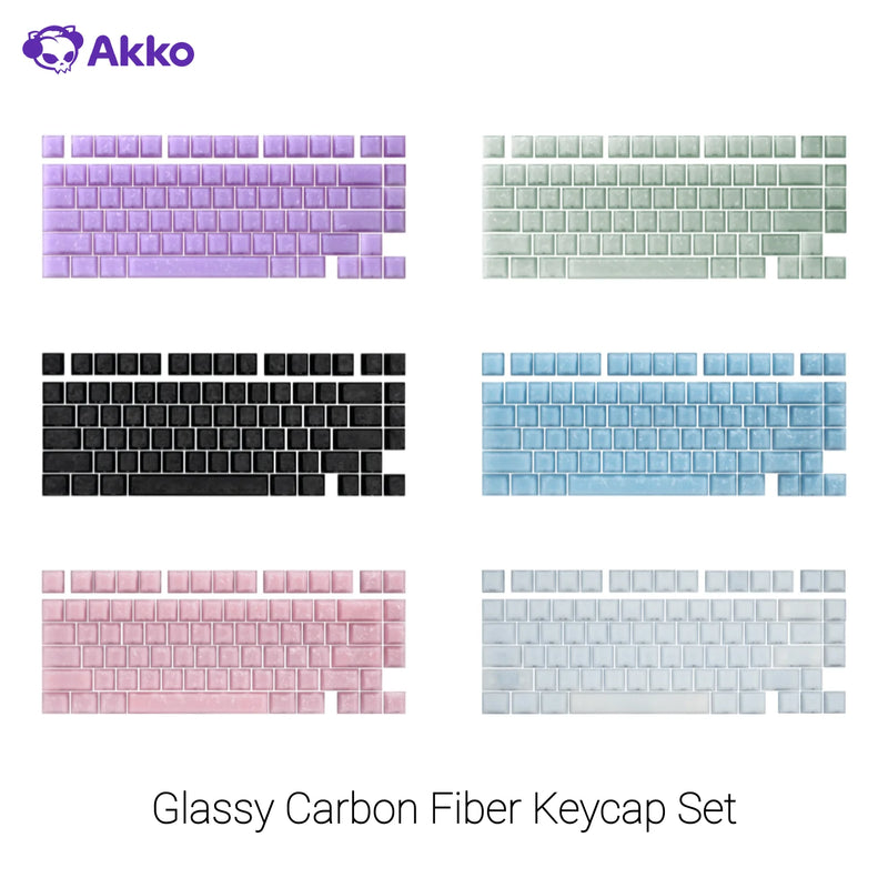 Akko Glassy Carbon Fiber Keycap Set Double-Shot Cherry Profile Side-Printed Keycaps for 61/75/87/Full Size Mechanical Keyboard