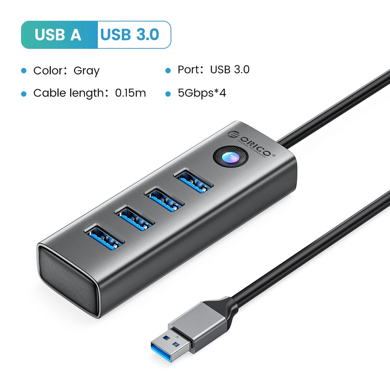 ORICO Member 4-Port USB 3.0 HUB Aluminum Alloy Plug And Play Mini Socket hub/USB Splitter 4 Ports 5Gbps High-Speed Transmission