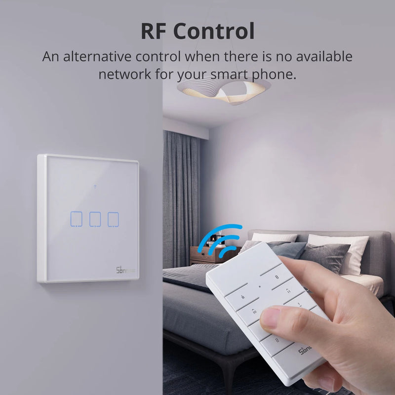 SONOFF T2/T3EU 433Mhz RF WiFi Touch Wall Switch Smart Scene Control via eWeLink Remote Voice Control with Alexa Google Home