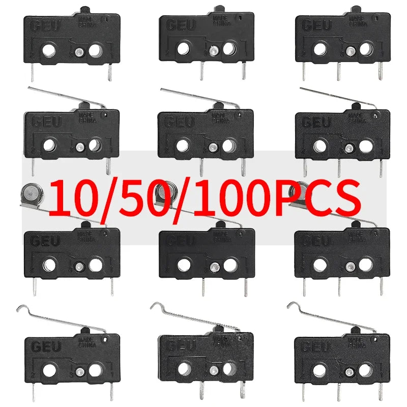 កុងតាក់កំណត់មីក្រូ 50PCS SPDT សកម្មភាពបិទ/បើក សុវត្ថិភាព និងមិនប៉ះពាល់ដល់បរិស្ថាន សម្រាប់ម៉ាស៊ីនបោកគក់ ម៉ាស៊ីនឆុងកាហ្វេ និងឧបករណ៍ប្រើប្រាស់ក្នុងផ្ទះ