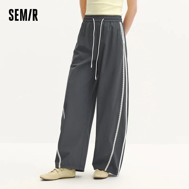 Semir Women Pants Color 2026 Block Ruffle Trim Drawstring 3D Cut Urban Casual Everyday Style Soft Comfortable Daily Wear
