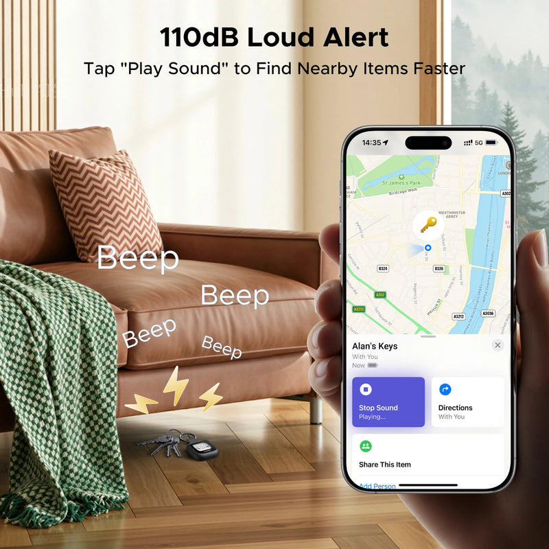 UGREEN Finder Custom E-Ink Display Tracker Tags (iOS Only)  Bluetooth Air Smart Tags Item Finder Compatible with Apple Find My