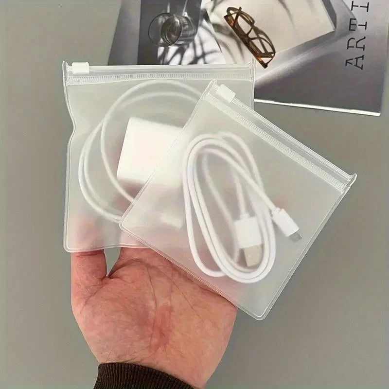 Clear Zipper Bags with Air Holes - Storage Bags forChargers and Small Items,Transparent Rectangular Design for Easy Organization