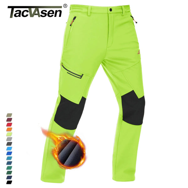 TACVASEN Winter Thicken Fleece Hiking Pants Men Warm Thermal Pants Windproof Outdoor Fishing Camping Mountain Ski Pants Trousers