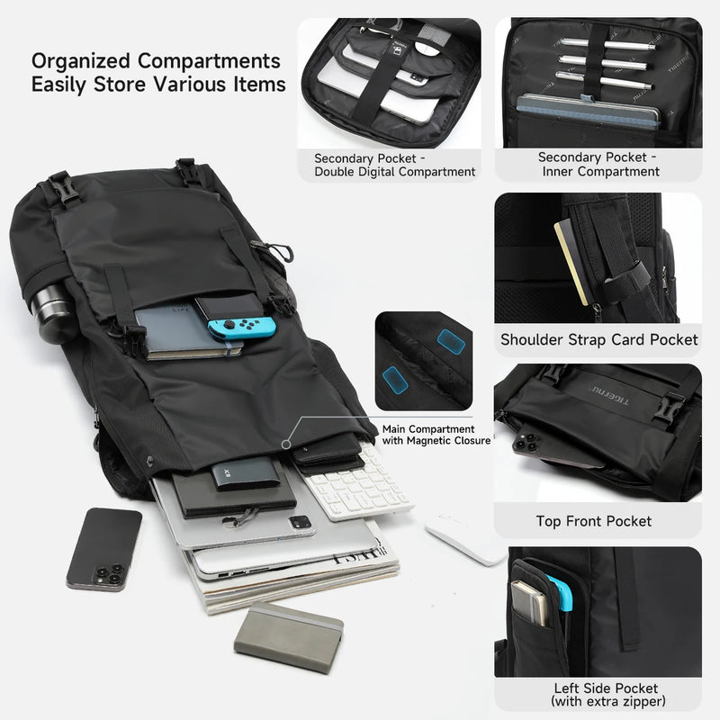 Tigernu Fashion School Backpacks Men TPU Waterproof Backpack Bags Commuting Business Backpacks Male Schoolbag Travel Cabin Bags