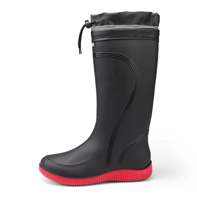Rain Shoes Men's Waterproof Rainproof Boots Four Season Soft Sole Anti-Slip Comfort Outdoor Work Water Shoe High Top Water Boots